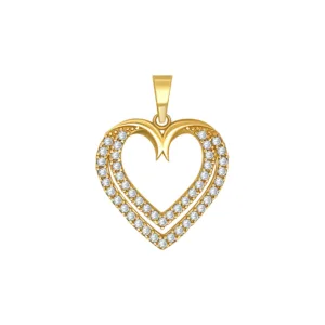 Gold Heart Pendant with Sparkling Stones