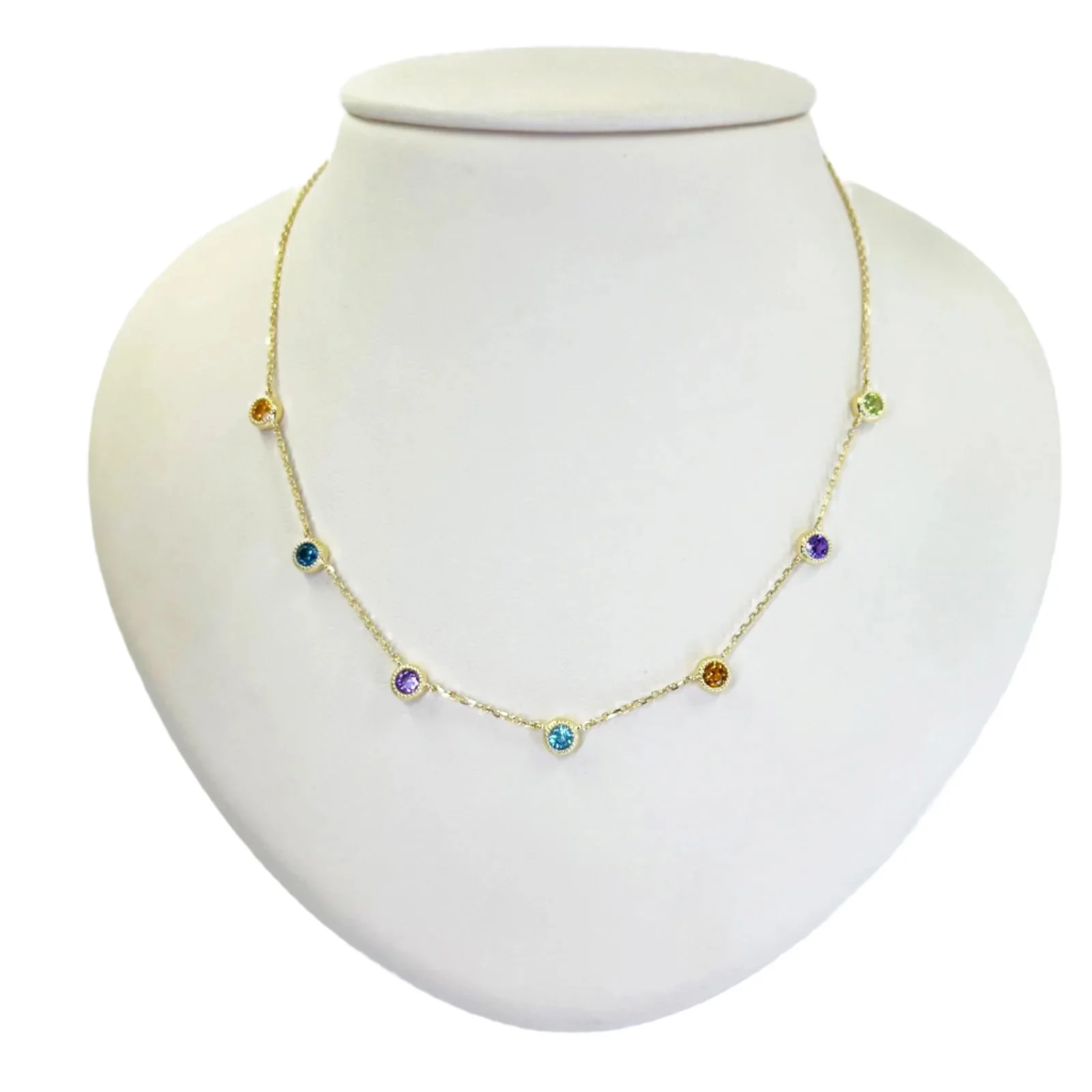 Multicolor Gemstone Station Necklace