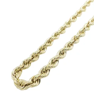 10K Hollow Yellow Gold Rope Link Chain