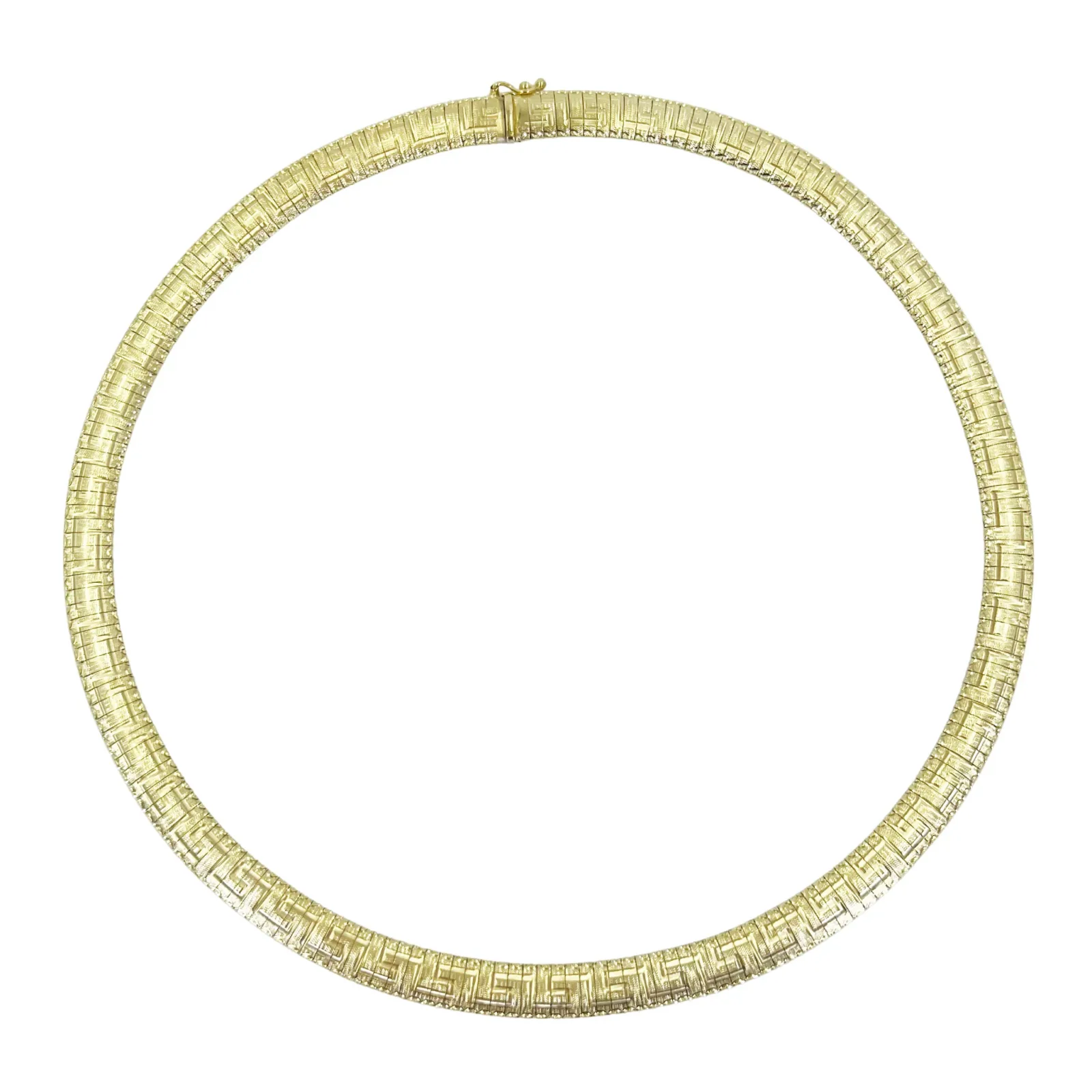 14K Yellow Gold Textured Omega Necklace