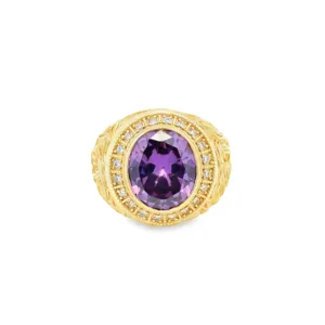 Las Villas Jewelry Online Men's Big Look Rings Elegant Amethyst Gold Ring 10k