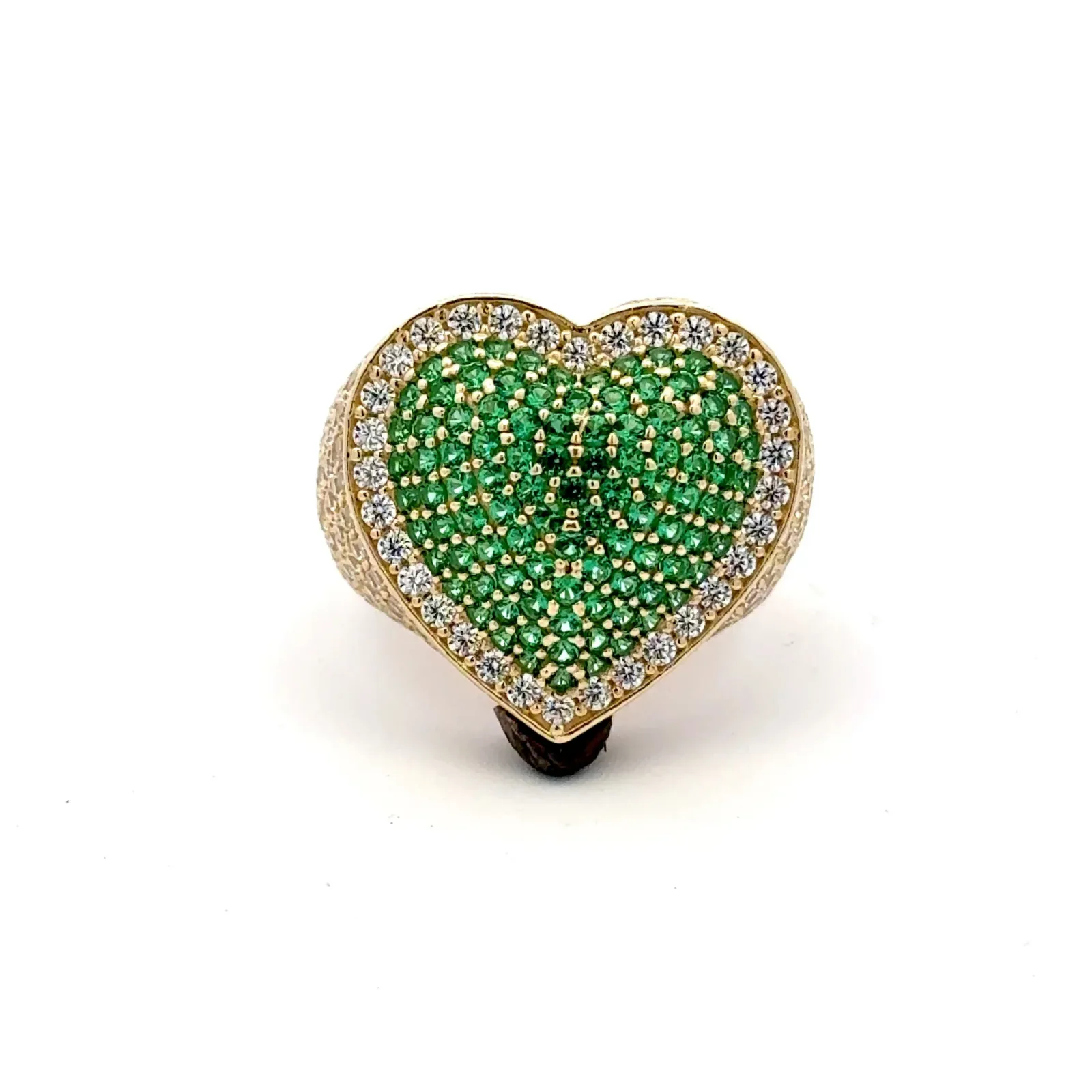 Las Villas Jewelry Online Womens Ring Stunning Heart-Shaped Green Ring 10k